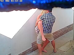 Cctv camera caught duo fucking outside public restaurant