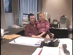 Spectacular blond with lovely tits rails on good-sized hard meatpipe on a desk