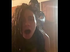 Killer latina dreadhead gets leaned over kitchen counter and gets her brains fucked out