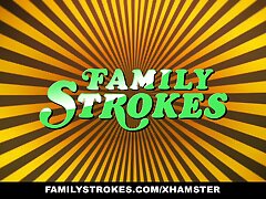 FamilyStrokes - Cherry Teen Learns To Deep-throat Cock From Step Mom