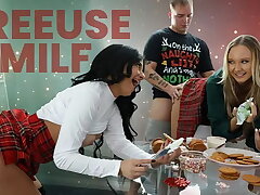 Christmas - Step Son-in-law and Step Daughter Boink Their Step Mummy whenever They Want...