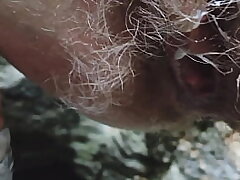 Risky outdoor at the mountains with hairy stranger's pussy chick till internal ejaculation without condom 4k 60fps