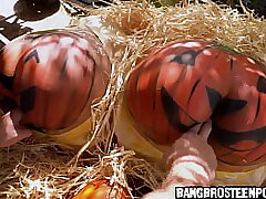 Fucking two gigantic pumpkin backsides