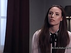Tied up dark haired flogged and assfuck banged