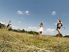 No Underpants No Hooter-sling Nymphs Have fun Outdoors in the Wild to showcase Bra-stuffers and Cooter on a Summer Day