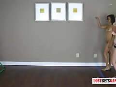 2 beautiful dolls strip while playing toss the balls