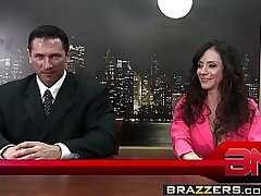 Brazzers - Giant Fun bags at Work - Fuck The News scene starring Ariella Ferrera, Nikki Sexx and John Str