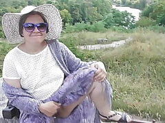 Hairy mature upskirt on the carriage