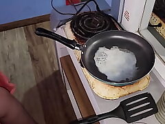 My sex slave munches my jizm fried with butter