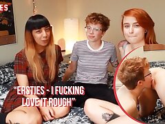 Ersties - Steamy 3 way with a Strap on dildo