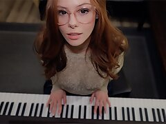 Music is fun when a schoolgirl has no panties &vert; piano lessons &vert; SEX with Professor &vert; cum on face