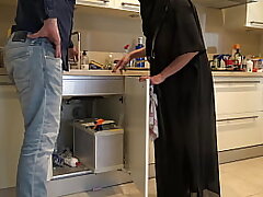 Brit Plumber Ravages Muslim Cougar In Her Kitchen