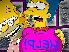 Old Simpson Bewildered Housewife Marge With A Mega-slut Because Of Revealing Clothes And Penetrated In All Her Tight Holes While Her Husband Homer Was At Work / Comic / Visual Novel / Toons / Anime porn / Parody