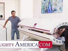 Brown-haired Bombshell's Juicy Pussy Gets Filled To The Verge