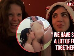 Ersties - Agave and Magena finger their hairy cootchies in locker room