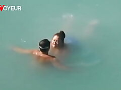 Beach Voyeur. Fortunate fellow caught Plus-size size mermaid in the sea