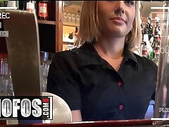 MOFOS - Kinky Platinum-blonde Barmaid Rihanna Samuel Bj's A Customer's Weenie Behind The Pub