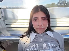 I caught a horny Colombian girl on the cable van