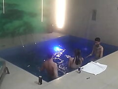 Threesome with friends in the hotel pool Part 2