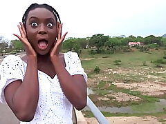 Hot African girlfriend Point of view sloppy road head throat nail at safari!
