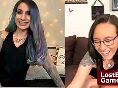 Two hot Mummies toying a strip game throughout a web cam