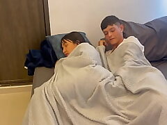 I ask my MILF stepmother to share a bed as an excuse to fuck her hard and cum on her.