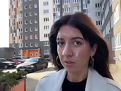 Wife Cheats her Husband in the Entrance and walks on Public with Cum on Face - Cumwalk