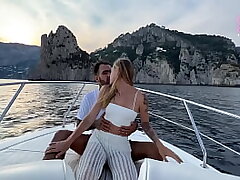 Fucking the captain on my boat tour to Capri while the crew watches