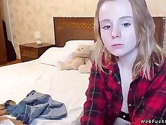 Amateur teen camgirl in bra and shirt