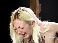 Caning the blonde girl