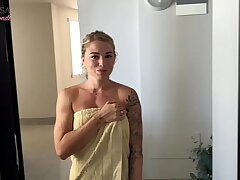 My Neighbor Catches Me Jerking Off and Decides to Take It in Her Mouth