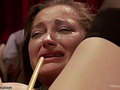 Bound redhead anal fucked while licking