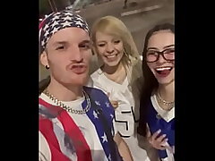 Bad Melli, Carmona Oficial and Kyra Sex showing off in the elevator and at Praça Roosevelt in São Paulo