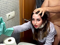 My stepfather fucks me in the bathroom when I was cleaning, he leaves me less from so much sex, I really enjoy having forbidden sex