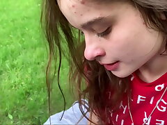 Lesbian best friend sucks dick on the park bench