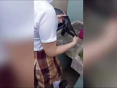 Teen student washing her panties is surprised by her stepfather when no one else is home, real homemade.