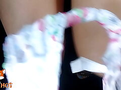 Showing my underwear to the uber driver, and touching my vagina, he does not stop seeing his mirror.