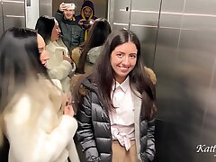Public Pickup - We met two beauties with a friend and invited them to our place to have sex