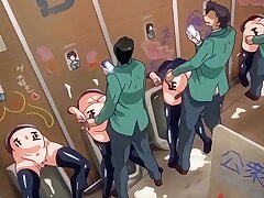 Hentai - College Public Bathroom Fuck-Holes [Subtitled]