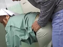 A beautiful cleaner also cleaned my dick pissing