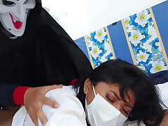 Damn darkness stalks me on Halloween! A horrifying dark entity chases me and traps me to do cursed and inappropriate things. Painful but delicious anal sex.