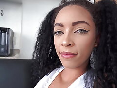 Vitoria Slim, 19 years green-eyes very slim Brazilian ebony, gets hard fucked by 3 big cocks (DAP, 0% pussy, Anal, teen 18 , DATM, bbc, dirty talk) OB566