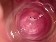 Camera deep inside Mia's vagina