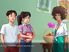 Masturbating next to a perverted MILF who helps me - Summertime saga