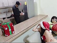 Christmas Trio with my big-bootied stepmother and my big-breasted stepdaughter