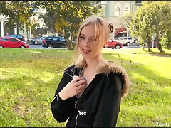 Shy Stranger Cheated on Her Boyfriend for Money and a Big Dick
