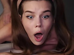 OMG, IT'S BIG! Petite 18 Yo Teen STRUGGLES During Painful Anal Fuck - ALINA FOXXX