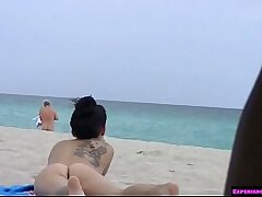 Exhibitionist Wife Allison Banks Teasing Nude Beach Voyeurs!