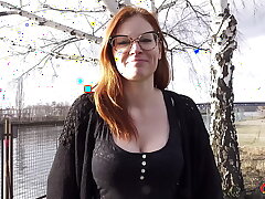 GERMAN SCOUT - Glasses Ginger Redheadh MILF Mona Einhorny First Time Porn at Hard Casting