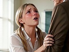Student Susi failed the exam and had no choice but to pay in another way to pass the course (AI generated)